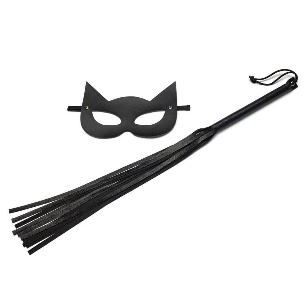 Kit Mulher Gato Com Chicote E Máscara Sexy Fantasy
